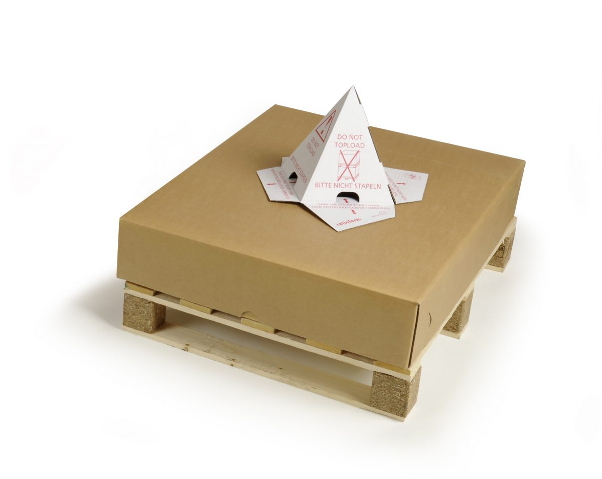 Exemple de cône de protection de palette sur la palette